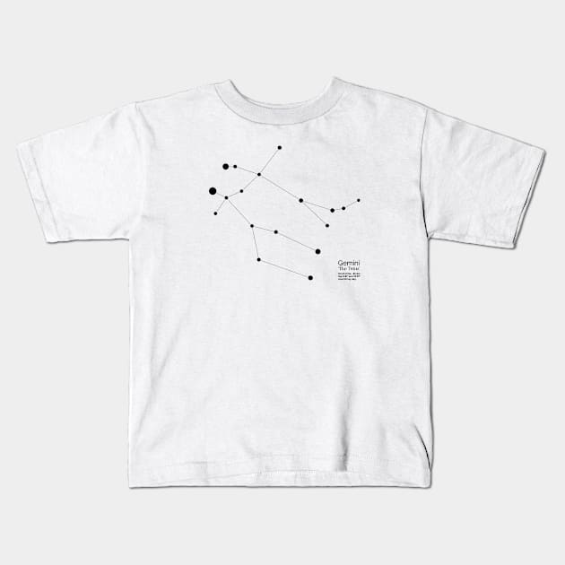 Gemini Zodiac Constellation Kids T-Shirt by Constellations